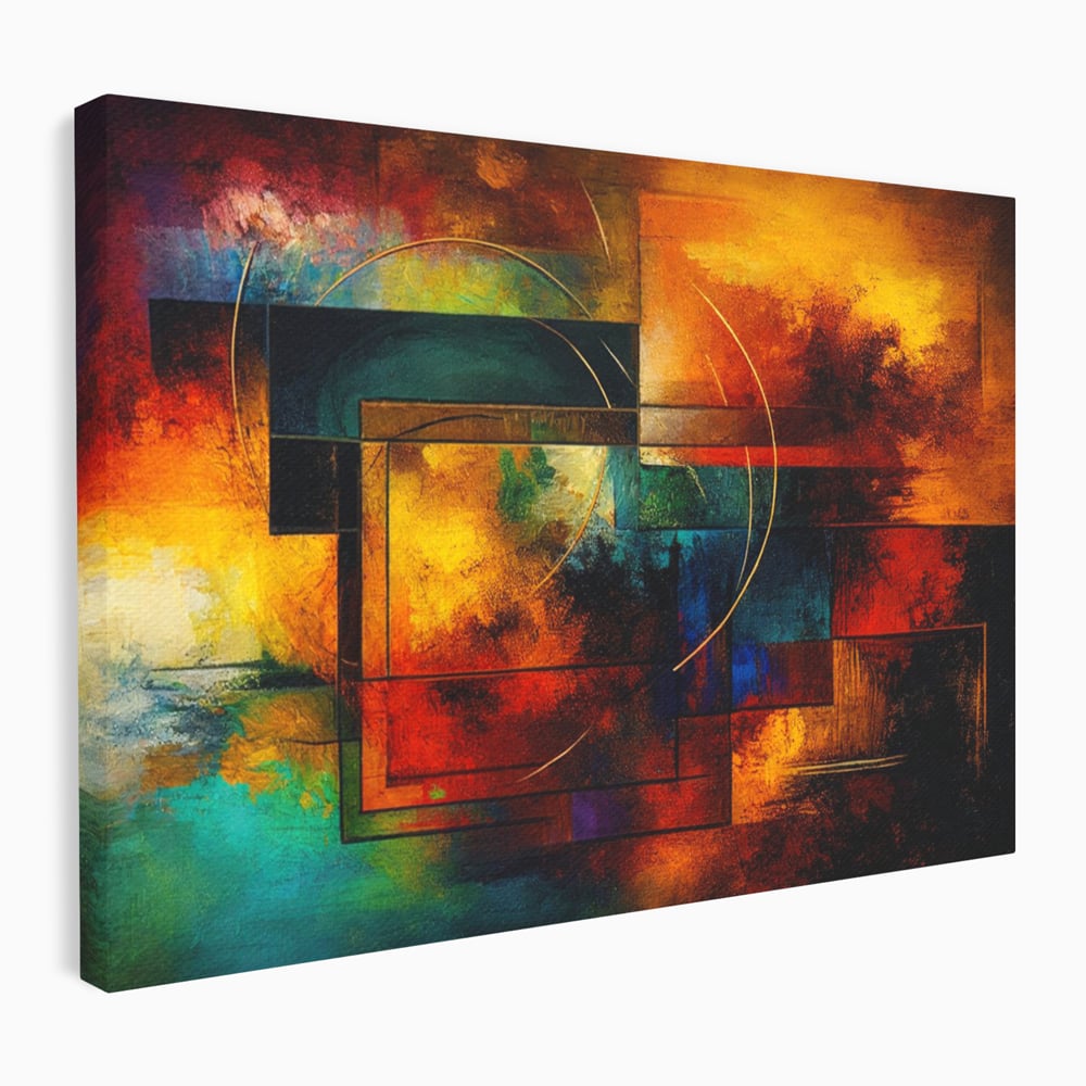 Tablou Canvas Premium, LuxCanva® C1271, Cercul focului, Geometrie, Culori, Cromatic, Joc, Univers, Emotie, Tensiune, Caldura, Flux, Transformare, Metamorfoza, Dorinta, Birou, Living, Dormitor