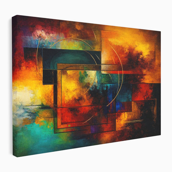 Tablou Canvas Premium, LuxCanva® C1271, Cercul focului, Geometrie, Culori, Cromatic, Joc, Univers, Emotie, Tensiune, Caldura, Flux, Transformare, Metamorfoza, Dorinta, Birou, Living, Dormitor