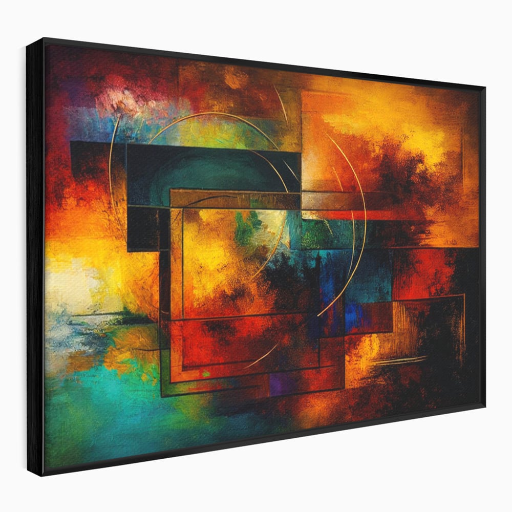 Tablou Canvas Premium, LuxCanva® C1271, Cercul focului, Geometrie, Culori, Cromatic, Joc, Univers, Emotie, Tensiune, Caldura, Flux, Transformare, Metamorfoza, Dorinta, Birou, Living, Dormitor