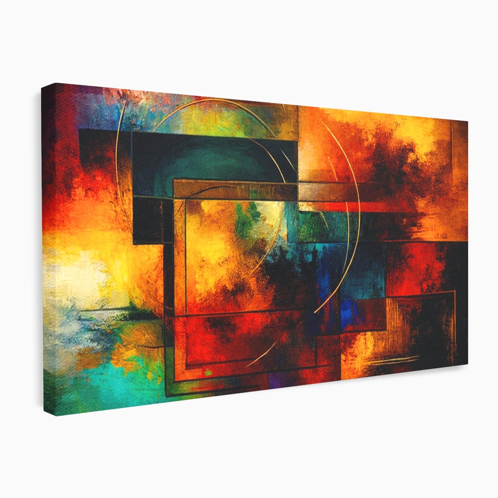 Tablou Canvas Premium, LuxCanva® C1271, Cercul focului, Geometrie, Culori, Cromatic, Joc, Univers, Emotie, Tensiune, Caldura, Flux, Transformare, Metamorfoza, Dorinta, Birou, Living, Dormitor