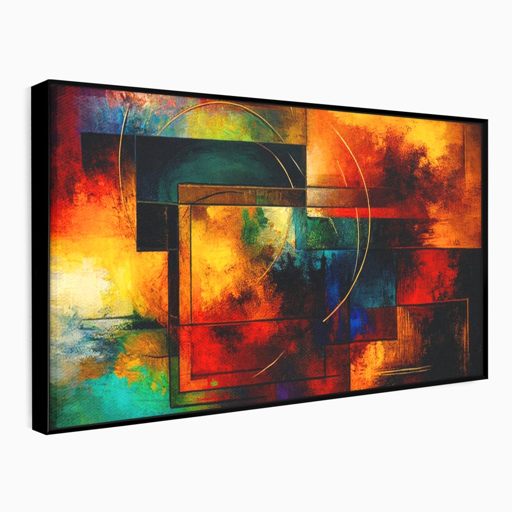Tablou Canvas Premium, LuxCanva® C1271, Cercul focului, Geometrie, Culori, Cromatic, Joc, Univers, Emotie, Tensiune, Caldura, Flux, Transformare, Metamorfoza, Dorinta, Birou, Living, Dormitor