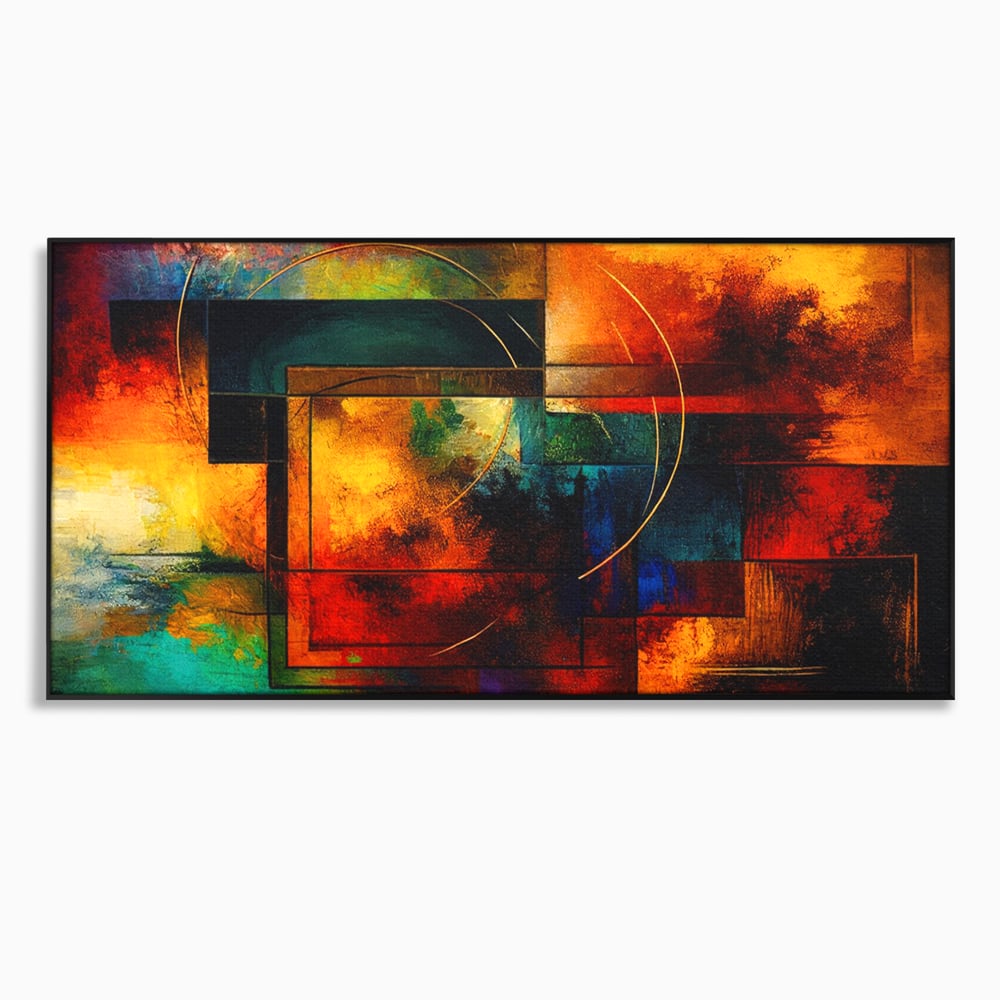 Tablou Canvas Premium, LuxCanva® C1271, Cercul focului, Geometrie, Culori, Cromatic, Joc, Univers, Emotie, Tensiune, Caldura, Flux, Transformare, Metamorfoza, Dorinta, Birou, Living, Dormitor