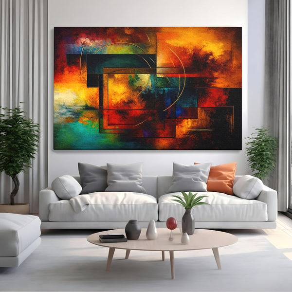 Tablou Canvas Premium, LuxCanva® C1271, Cercul focului, Geometrie, Culori, Cromatic, Joc, Univers, Emotie, Tensiune, Caldura, Flux, Transformare, Metamorfoza, Dorinta, Birou, Living, Dormitor