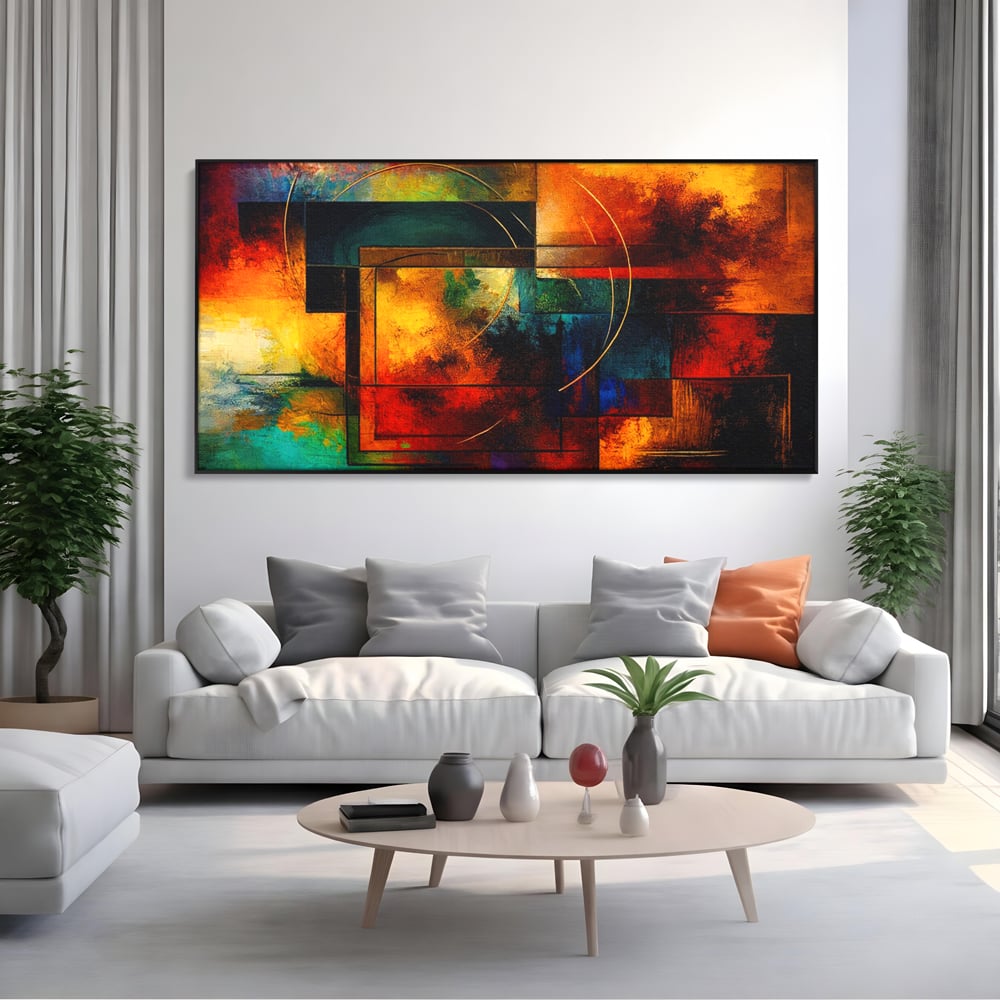 Tablou Canvas Premium, LuxCanva® C1271, Cercul focului, Geometrie, Culori, Cromatic, Joc, Univers, Emotie, Tensiune, Caldura, Flux, Transformare, Metamorfoza, Dorinta, Birou, Living, Dormitor