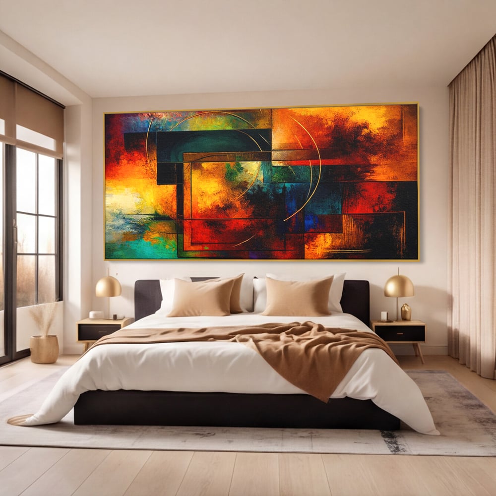 Tablou Canvas Premium, LuxCanva® C1271, Cercul focului, Geometrie, Culori, Cromatic, Joc, Univers, Emotie, Tensiune, Caldura, Flux, Transformare, Metamorfoza, Dorinta, Birou, Living, Dormitor