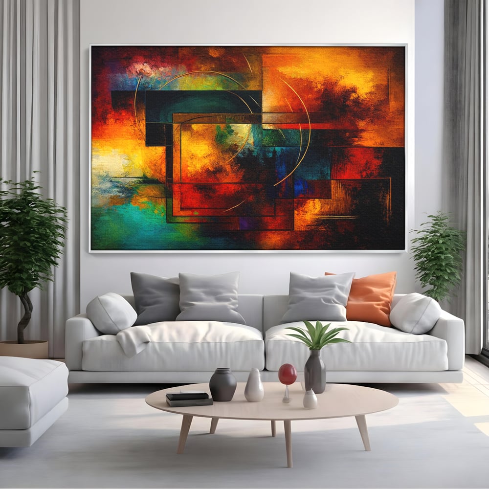 Tablou Canvas Premium, LuxCanva® C1271, Cercul focului, Geometrie, Culori, Cromatic, Joc, Univers, Emotie, Tensiune, Caldura, Flux, Transformare, Metamorfoza, Dorinta, Birou, Living, Dormitor