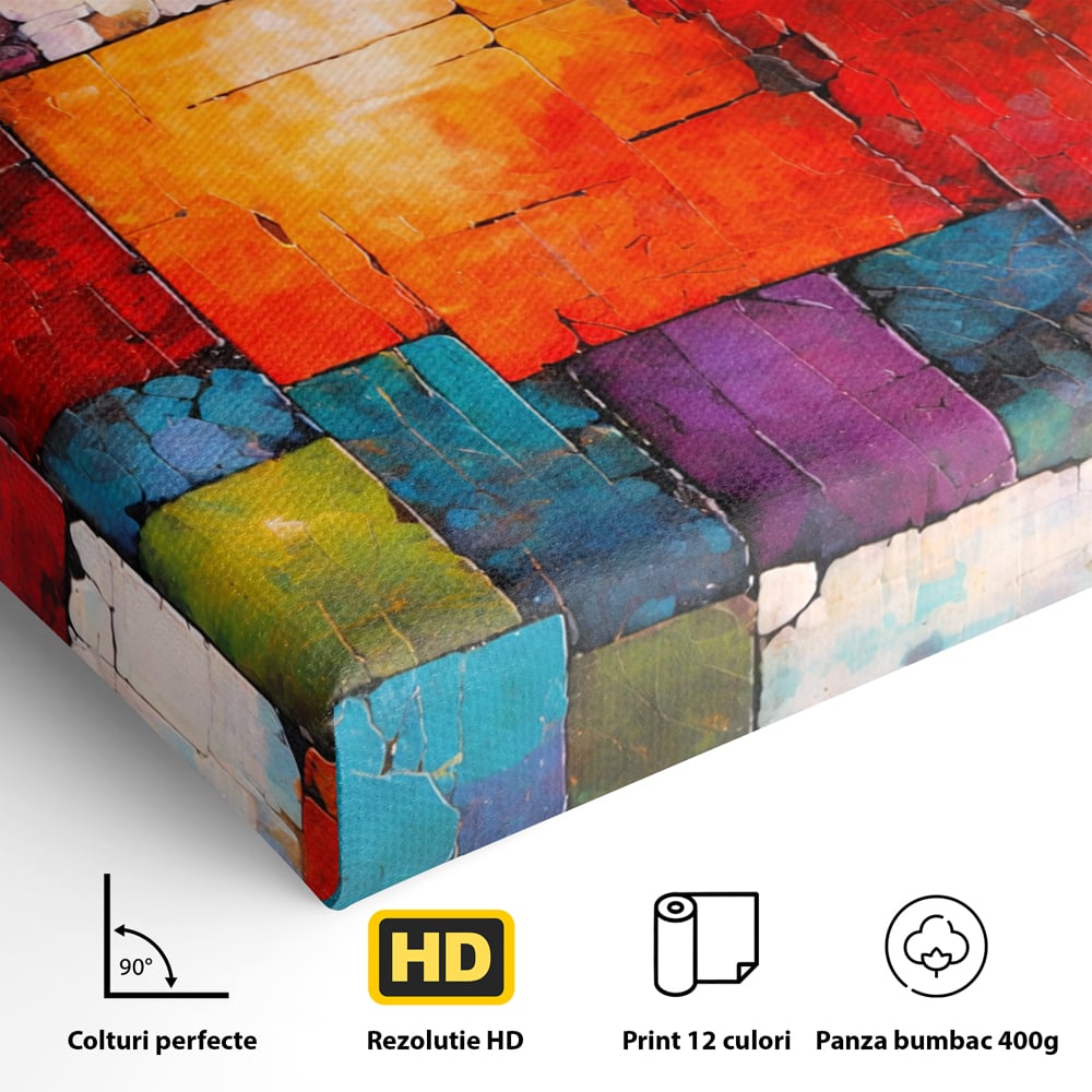 Tablou Canvas Premium, LuxCanva® C1272, Arhitectura sentimentelor, Geometrie, Culori, Mozaic, Emotii, Textura, Stratificat, Modern, Echilibru, Impact, Vizual, Dreptunghi, Birou, Living, Dormitor