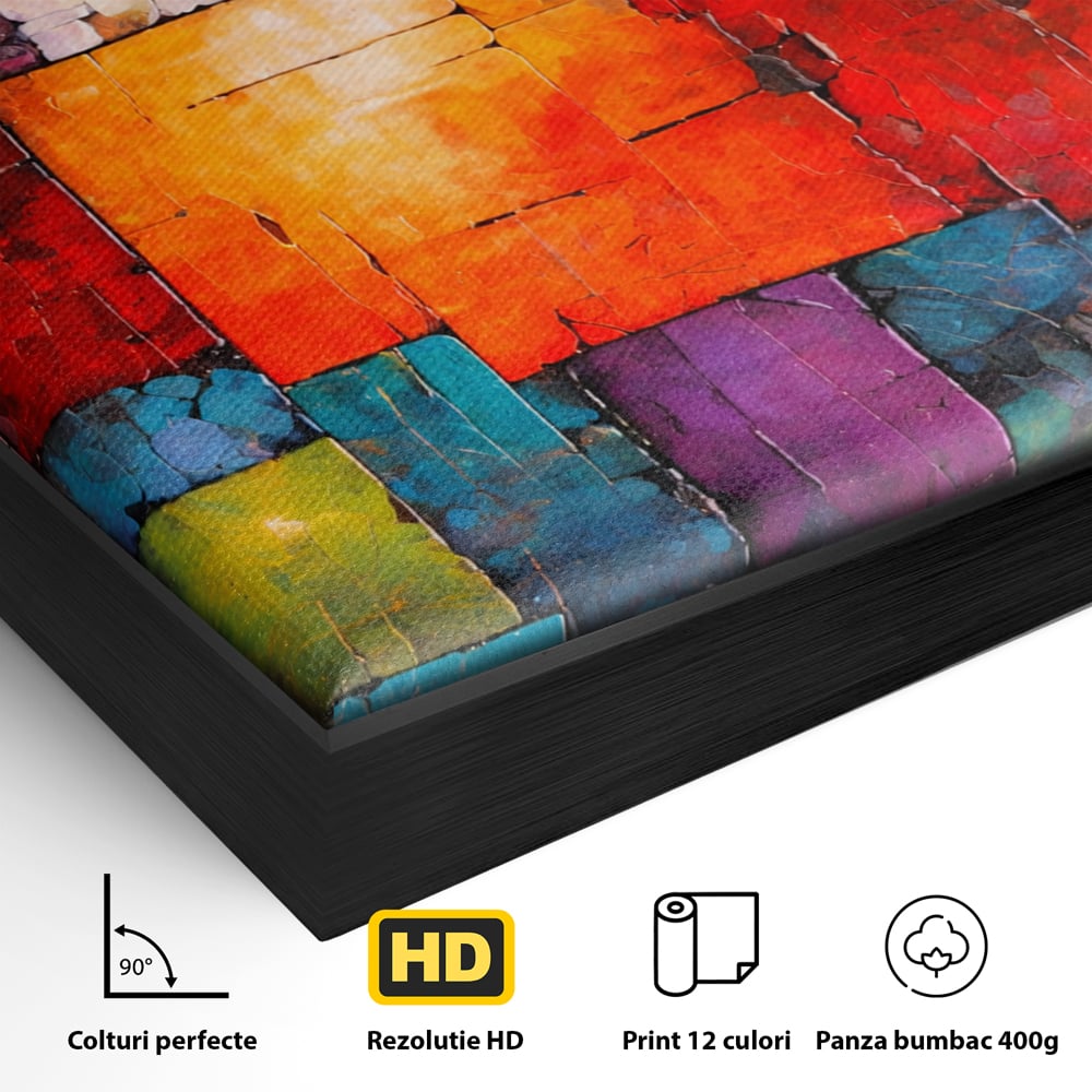 Tablou Canvas Premium, LuxCanva® C1272, Arhitectura sentimentelor, Geometrie, Culori, Mozaic, Emotii, Textura, Stratificat, Modern, Echilibru, Impact, Vizual, Dreptunghi, Birou, Living, Dormitor