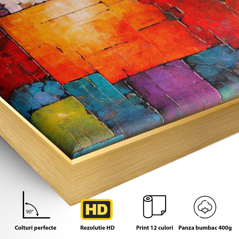 Tablou Canvas Premium, LuxCanva® C1272, Arhitectura sentimentelor, Geometrie, Culori, Mozaic, Emotii, Textura, Stratificat, Modern, Echilibru, Impact, Vizual, Dreptunghi, Birou, Living, Dormitor