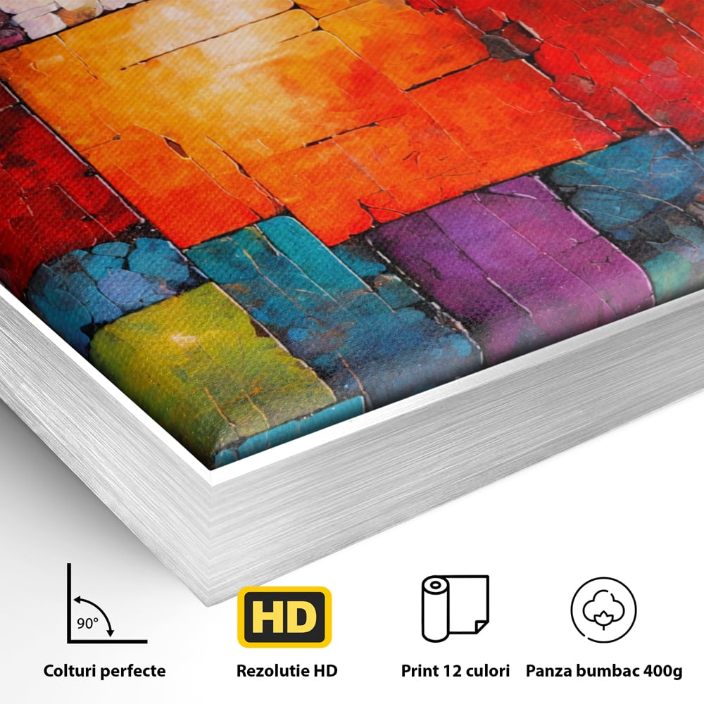 Tablou Canvas Premium, LuxCanva® C1272, Arhitectura sentimentelor, Geometrie, Culori, Mozaic, Emotii, Textura, Stratificat, Modern, Echilibru, Impact, Vizual, Dreptunghi, Birou, Living, Dormitor