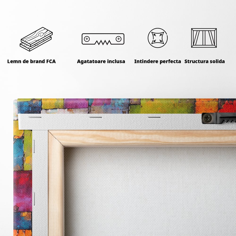 Tablou Canvas Premium, LuxCanva® C1272, Arhitectura sentimentelor, Geometrie, Culori, Mozaic, Emotii, Textura, Stratificat, Modern, Echilibru, Impact, Vizual, Dreptunghi, Birou, Living, Dormitor