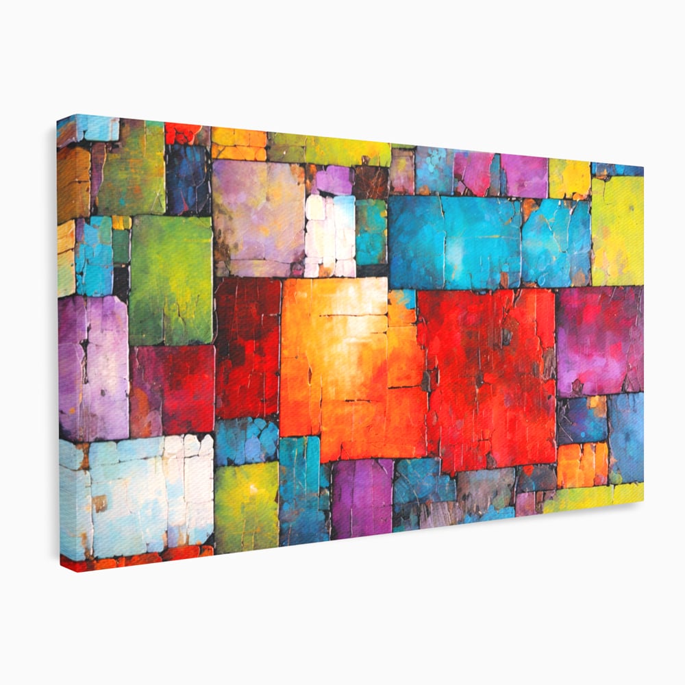 Tablou Canvas Premium, LuxCanva® C1272, Arhitectura sentimentelor, Geometrie, Culori, Mozaic, Emotii, Textura, Stratificat, Modern, Echilibru, Impact, Vizual, Dreptunghi, Birou, Living, Dormitor