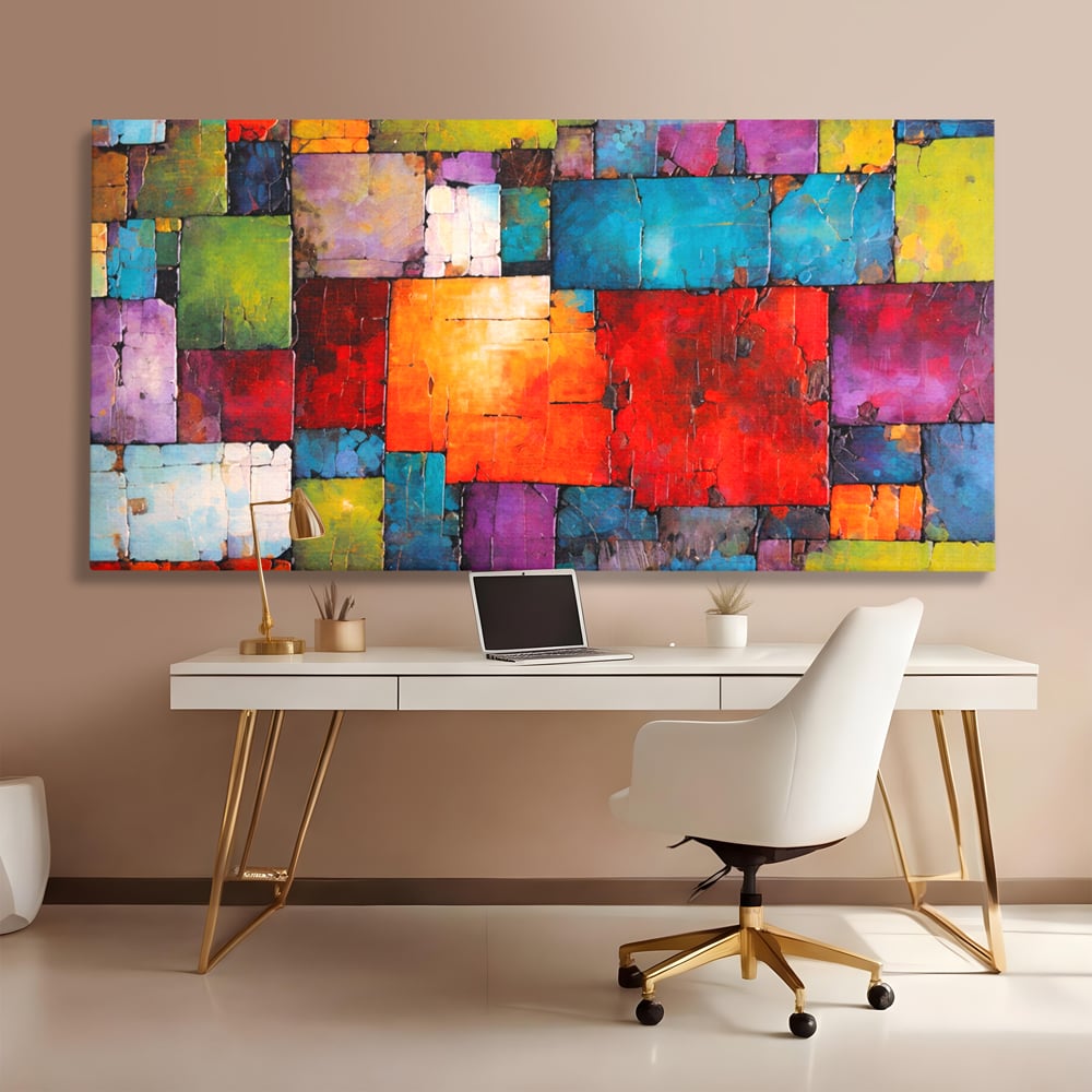 Tablou Canvas Premium, LuxCanva® C1272, Arhitectura sentimentelor, Geometrie, Culori, Mozaic, Emotii, Textura, Stratificat, Modern, Echilibru, Impact, Vizual, Dreptunghi, Birou, Living, Dormitor