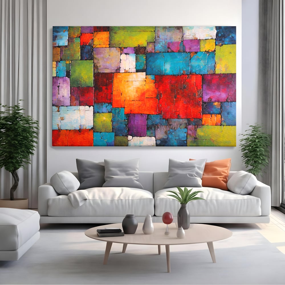 Tablou Canvas Premium, LuxCanva® C1272, Arhitectura sentimentelor, Geometrie, Culori, Mozaic, Emotii, Textura, Stratificat, Modern, Echilibru, Impact, Vizual, Dreptunghi, Birou, Living, Dormitor