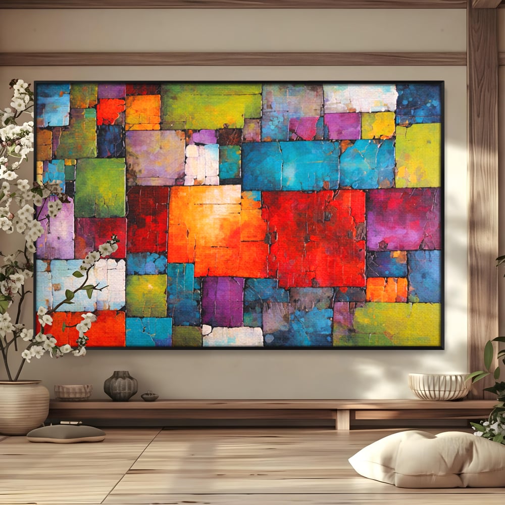Tablou Canvas Premium, LuxCanva® C1272, Arhitectura sentimentelor, Geometrie, Culori, Mozaic, Emotii, Textura, Stratificat, Modern, Echilibru, Impact, Vizual, Dreptunghi, Birou, Living, Dormitor
