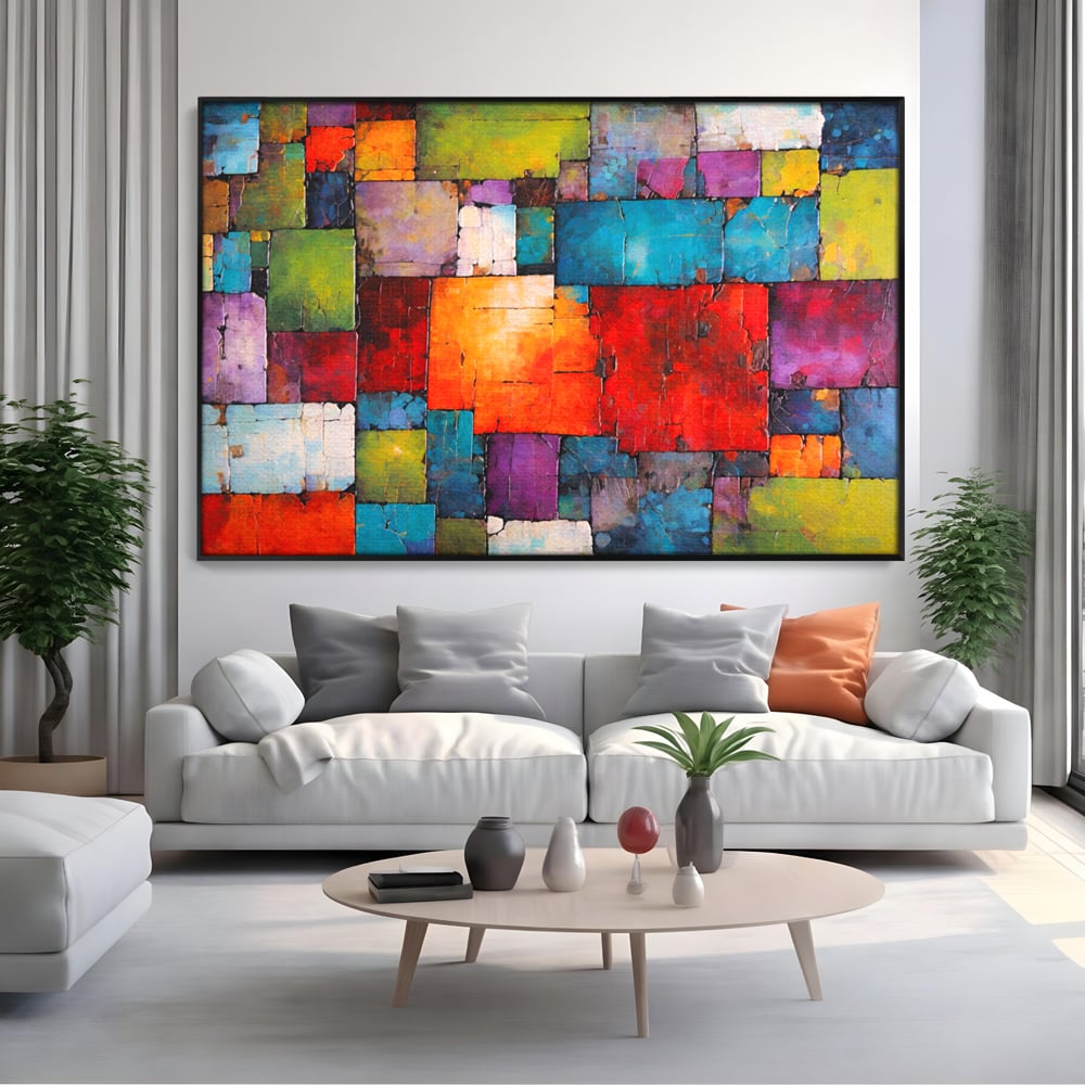 Tablou Canvas Premium, LuxCanva® C1272, Arhitectura sentimentelor, Geometrie, Culori, Mozaic, Emotii, Textura, Stratificat, Modern, Echilibru, Impact, Vizual, Dreptunghi, Birou, Living, Dormitor
