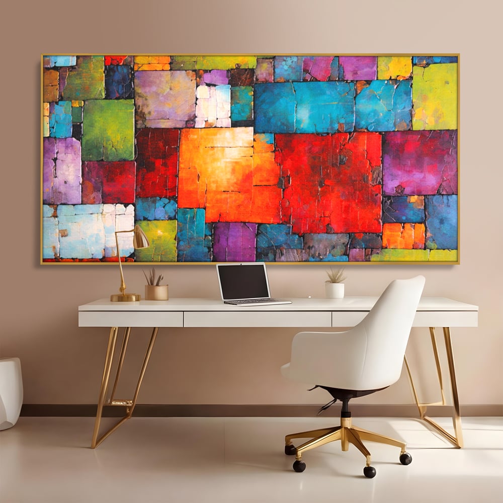 Tablou Canvas Premium, LuxCanva® C1272, Arhitectura sentimentelor, Geometrie, Culori, Mozaic, Emotii, Textura, Stratificat, Modern, Echilibru, Impact, Vizual, Dreptunghi, Birou, Living, Dormitor