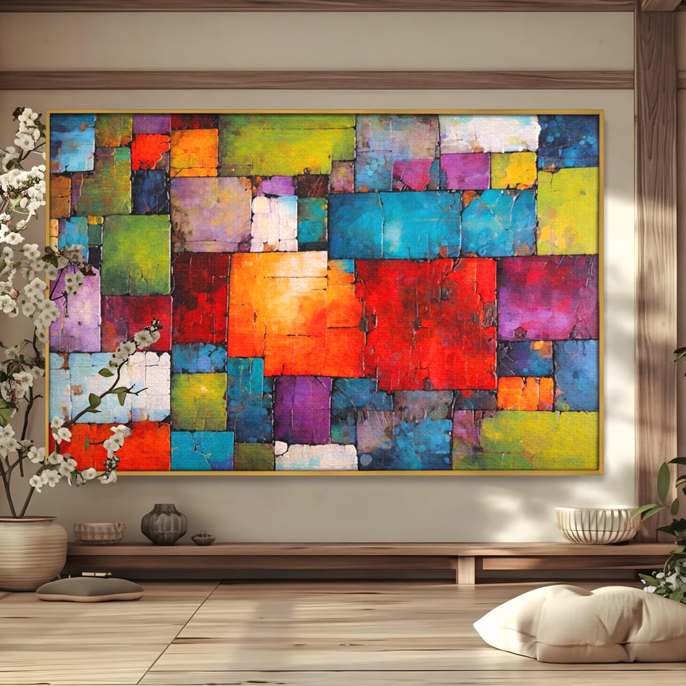 Tablou Canvas Premium, LuxCanva® C1272, Arhitectura sentimentelor, Geometrie, Culori, Mozaic, Emotii, Textura, Stratificat, Modern, Echilibru, Impact, Vizual, Dreptunghi, Birou, Living, Dormitor
