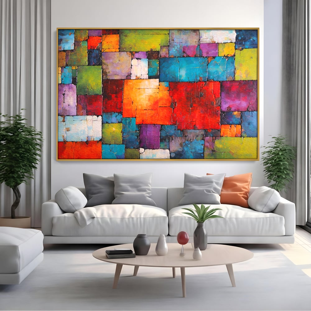 Tablou Canvas Premium, LuxCanva® C1272, Arhitectura sentimentelor, Geometrie, Culori, Mozaic, Emotii, Textura, Stratificat, Modern, Echilibru, Impact, Vizual, Dreptunghi, Birou, Living, Dormitor