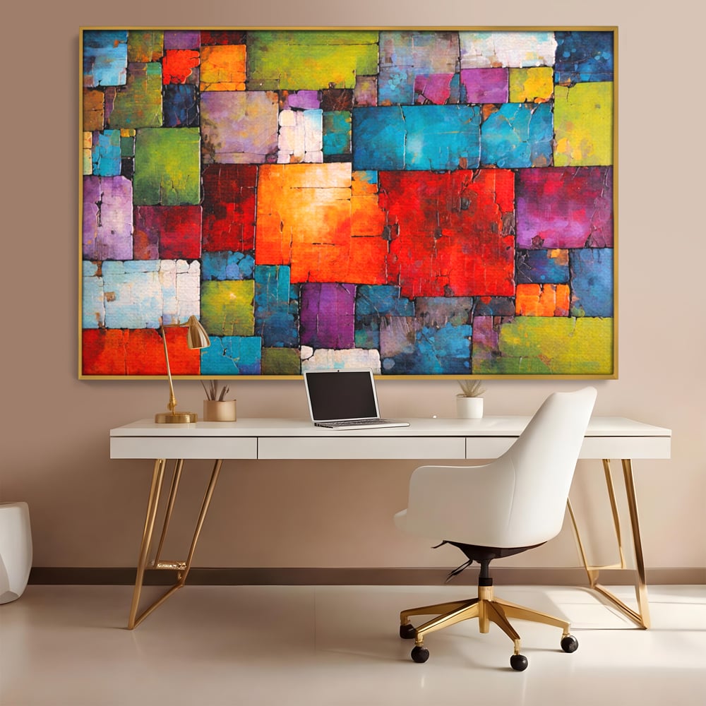 Tablou Canvas Premium, LuxCanva® C1272, Arhitectura sentimentelor, Geometrie, Culori, Mozaic, Emotii, Textura, Stratificat, Modern, Echilibru, Impact, Vizual, Dreptunghi, Birou, Living, Dormitor