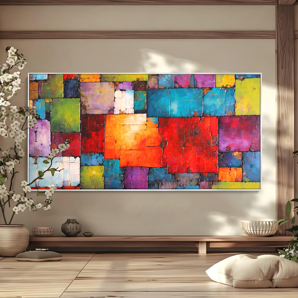 Tablou Canvas Premium, LuxCanva® C1272, Arhitectura sentimentelor, Geometrie, Culori, Mozaic, Emotii, Textura, Stratificat, Modern, Echilibru, Impact, Vizual, Dreptunghi, Birou, Living, Dormitor