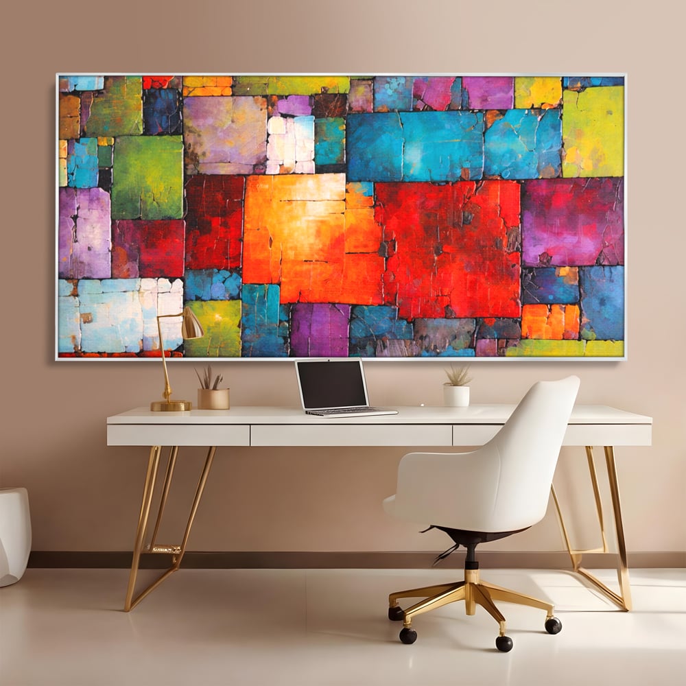 Tablou Canvas Premium, LuxCanva® C1272, Arhitectura sentimentelor, Geometrie, Culori, Mozaic, Emotii, Textura, Stratificat, Modern, Echilibru, Impact, Vizual, Dreptunghi, Birou, Living, Dormitor