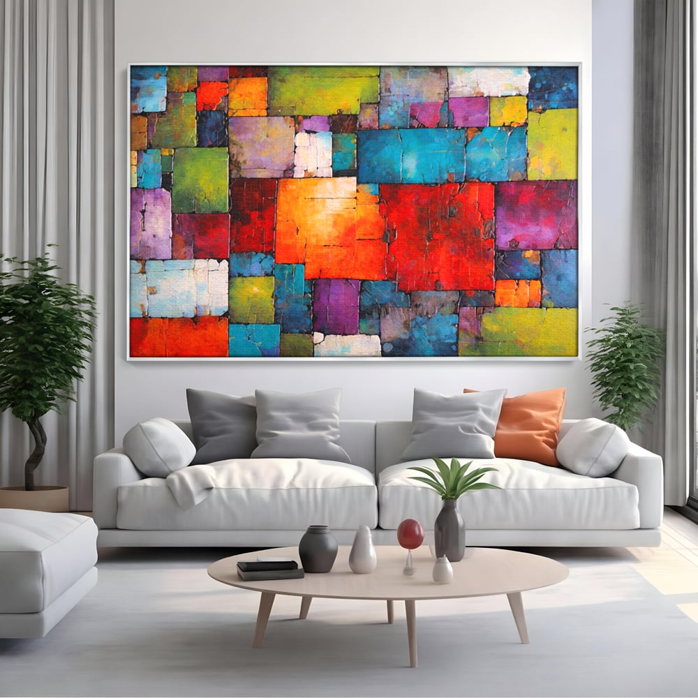 Tablou Canvas Premium, LuxCanva® C1272, Arhitectura sentimentelor, Geometrie, Culori, Mozaic, Emotii, Textura, Stratificat, Modern, Echilibru, Impact, Vizual, Dreptunghi, Birou, Living, Dormitor