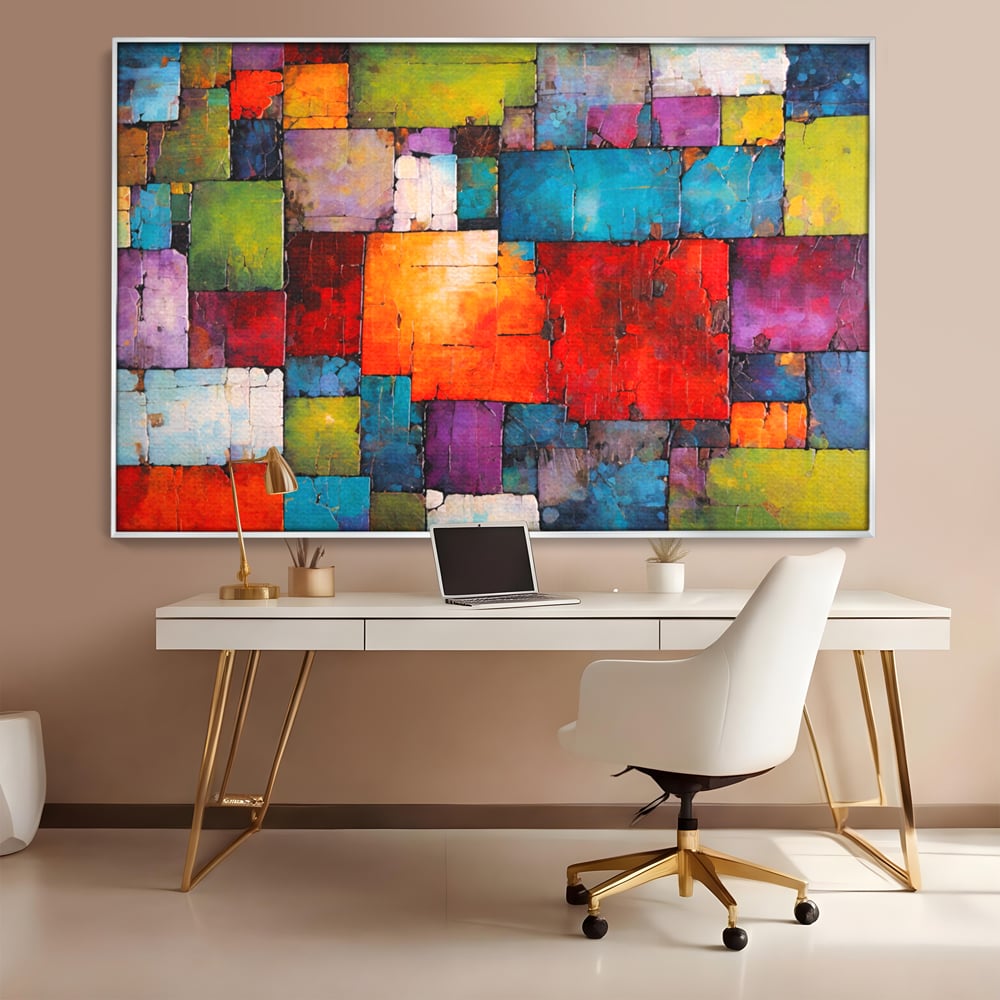 Tablou Canvas Premium, LuxCanva® C1272, Arhitectura sentimentelor, Geometrie, Culori, Mozaic, Emotii, Textura, Stratificat, Modern, Echilibru, Impact, Vizual, Dreptunghi, Birou, Living, Dormitor