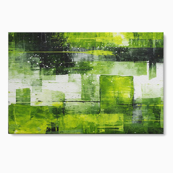 Tablou Canvas Premium, LuxCanva® C1273, Puls vegetal, Geometrie, Verde, Organic, Armonie, Peisaj, Straturi, Prospetime, Abstract, Textura, Minimalism, Liniste, Spa, Birou, Living, Dormitor