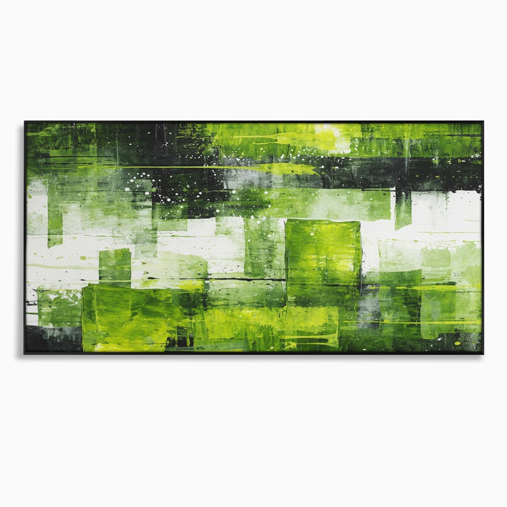 Tablou Canvas Premium, LuxCanva® C1273, Puls vegetal, Geometrie, Verde, Organic, Armonie, Peisaj, Straturi, Prospetime, Abstract, Textura, Minimalism, Liniste, Spa, Birou, Living, Dormitor