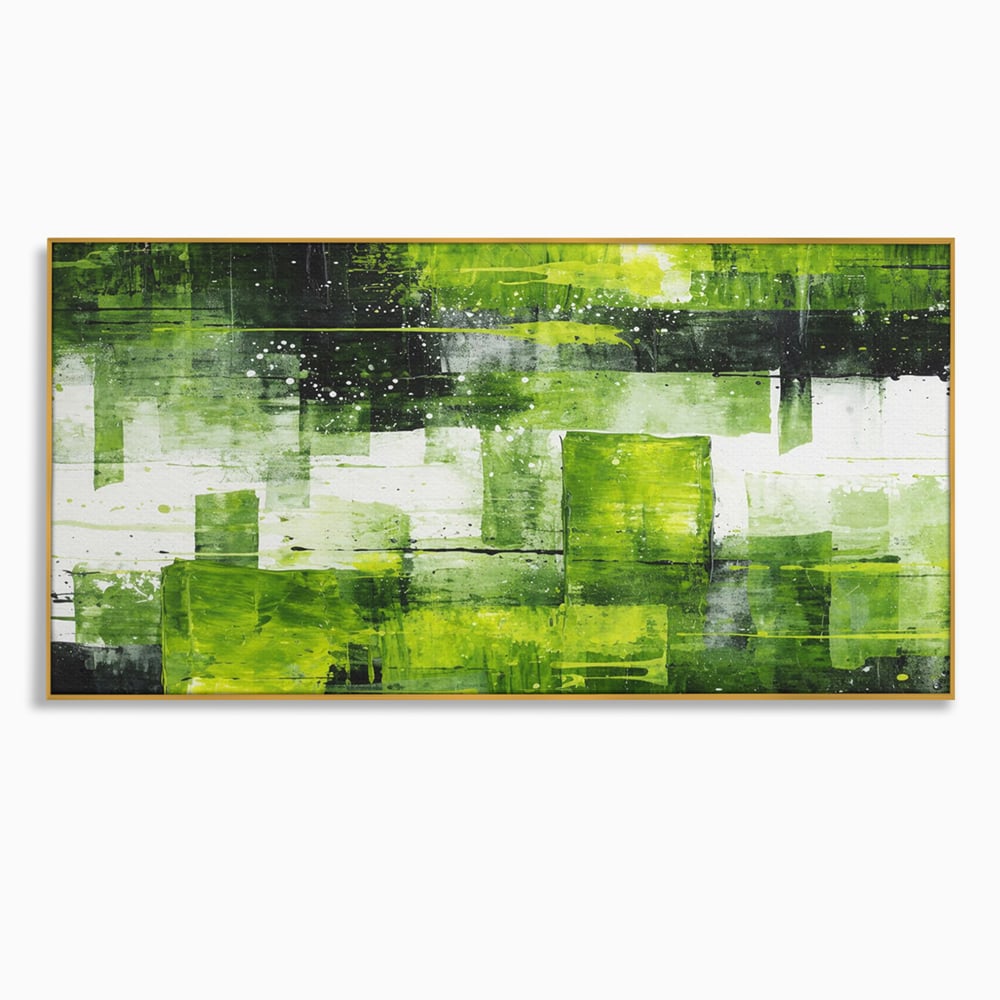 Tablou Canvas Premium, LuxCanva® C1273, Puls vegetal, Geometrie, Verde, Organic, Armonie, Peisaj, Straturi, Prospetime, Abstract, Textura, Minimalism, Liniste, Spa, Birou, Living, Dormitor