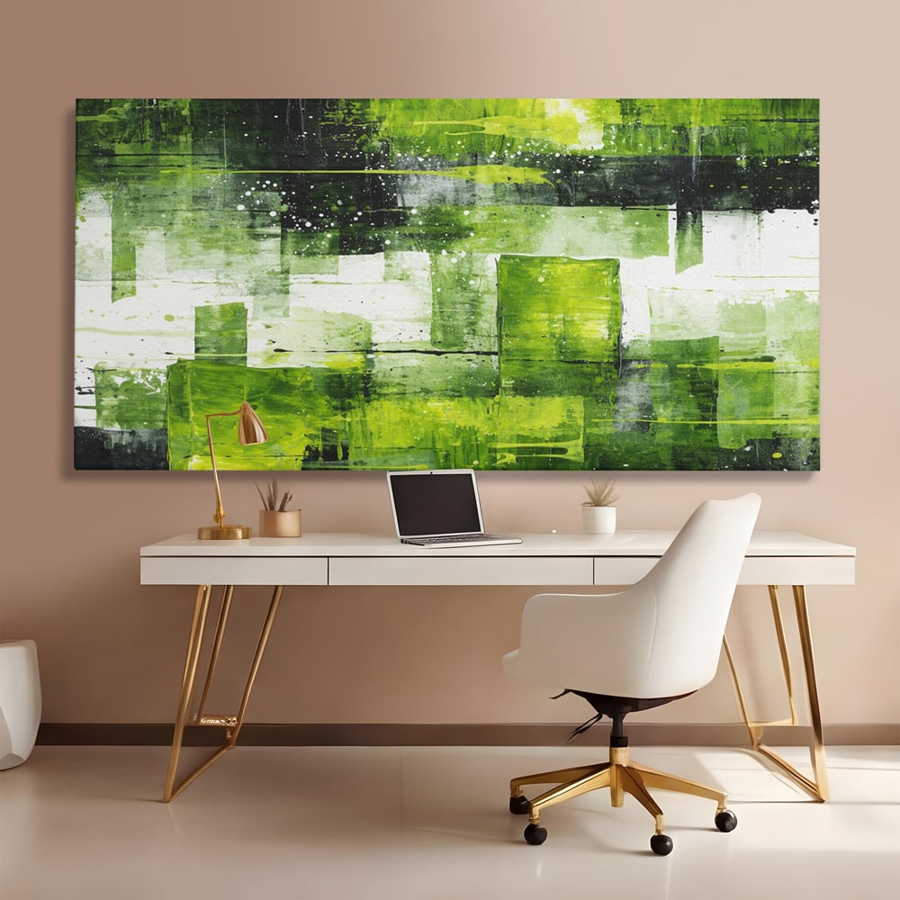 Tablou Canvas Premium, LuxCanva® C1273, Puls vegetal, Geometrie, Verde, Organic, Armonie, Peisaj, Straturi, Prospetime, Abstract, Textura, Minimalism, Liniste, Spa, Birou, Living, Dormitor