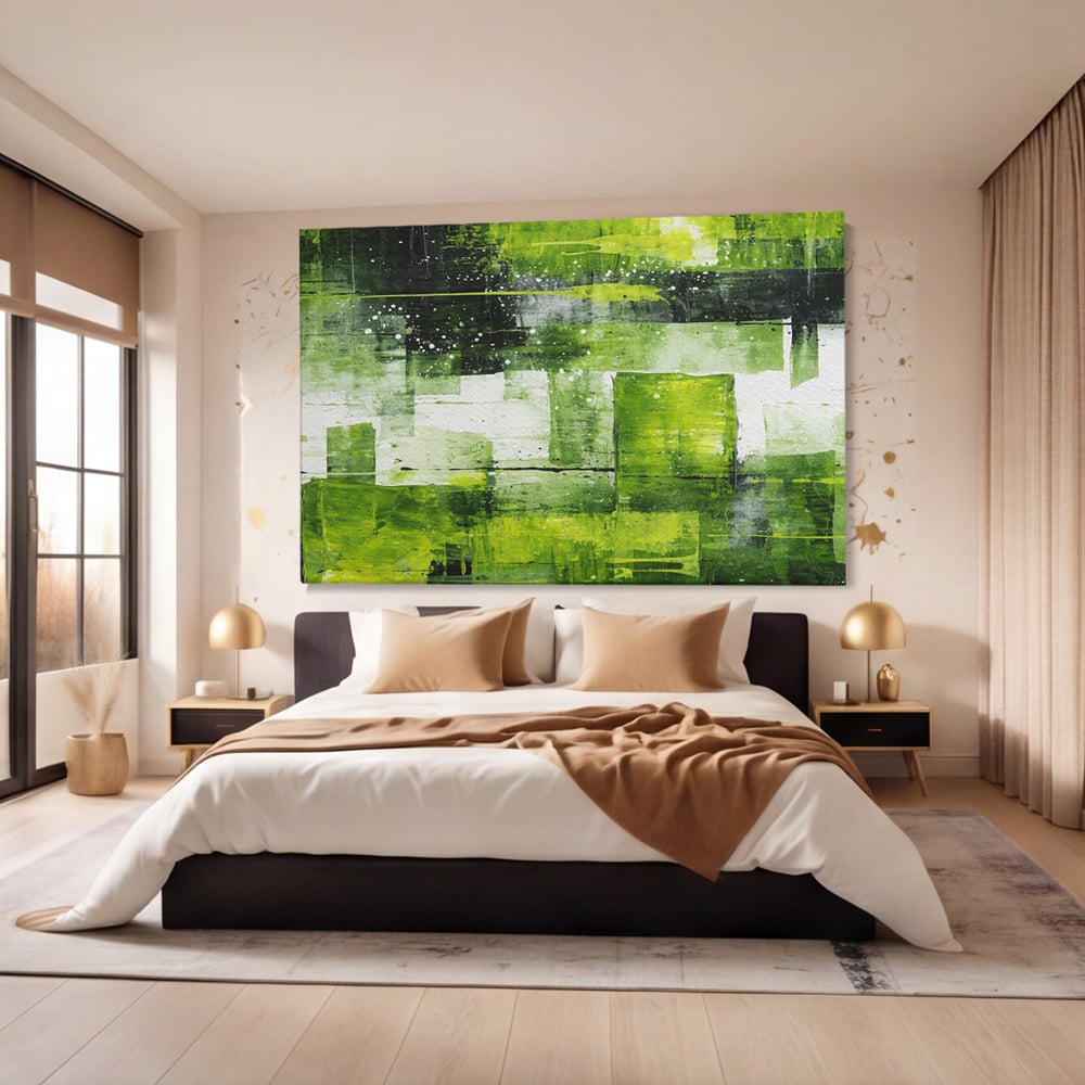 Tablou Canvas Premium, LuxCanva® C1273, Puls vegetal, Geometrie, Verde, Organic, Armonie, Peisaj, Straturi, Prospetime, Abstract, Textura, Minimalism, Liniste, Spa, Birou, Living, Dormitor