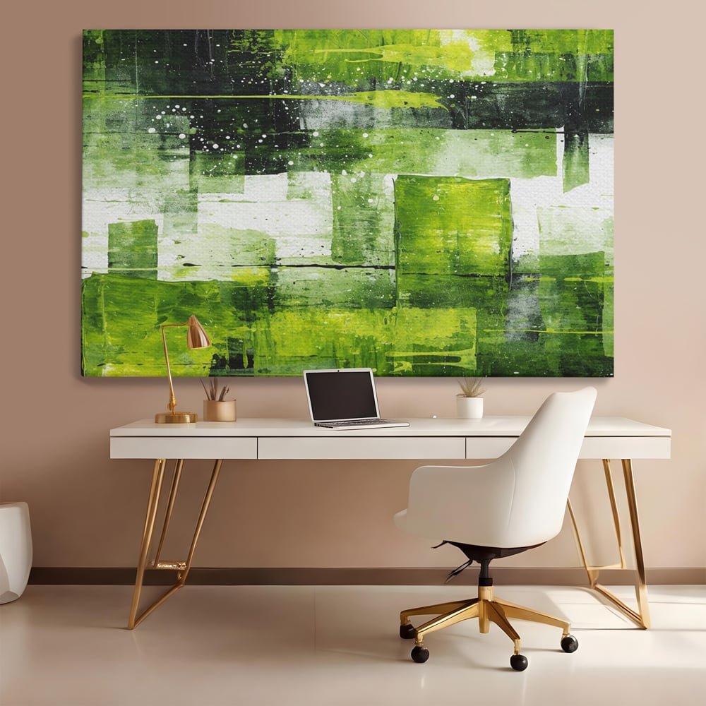 Tablou Canvas Premium, LuxCanva® C1273, Puls vegetal, Geometrie, Verde, Organic, Armonie, Peisaj, Straturi, Prospetime, Abstract, Textura, Minimalism, Liniste, Spa, Birou, Living, Dormitor