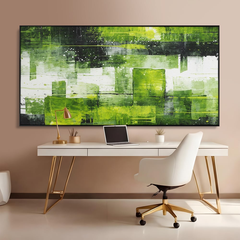Tablou Canvas Premium, LuxCanva® C1273, Puls vegetal, Geometrie, Verde, Organic, Armonie, Peisaj, Straturi, Prospetime, Abstract, Textura, Minimalism, Liniste, Spa, Birou, Living, Dormitor