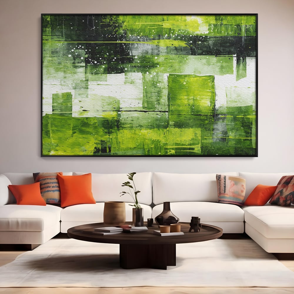 Tablou Canvas Premium, LuxCanva® C1273, Puls vegetal, Geometrie, Verde, Organic, Armonie, Peisaj, Straturi, Prospetime, Abstract, Textura, Minimalism, Liniste, Spa, Birou, Living, Dormitor