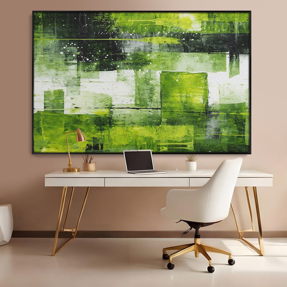 Tablou Canvas Premium, LuxCanva® C1273, Puls vegetal, Geometrie, Verde, Organic, Armonie, Peisaj, Straturi, Prospetime, Abstract, Textura, Minimalism, Liniste, Spa, Birou, Living, Dormitor