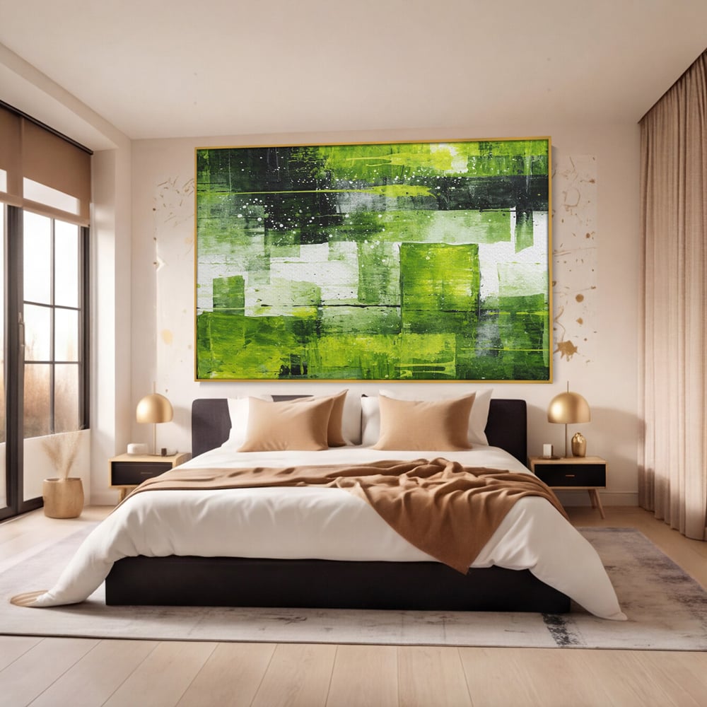 Tablou Canvas Premium, LuxCanva® C1273, Puls vegetal, Geometrie, Verde, Organic, Armonie, Peisaj, Straturi, Prospetime, Abstract, Textura, Minimalism, Liniste, Spa, Birou, Living, Dormitor