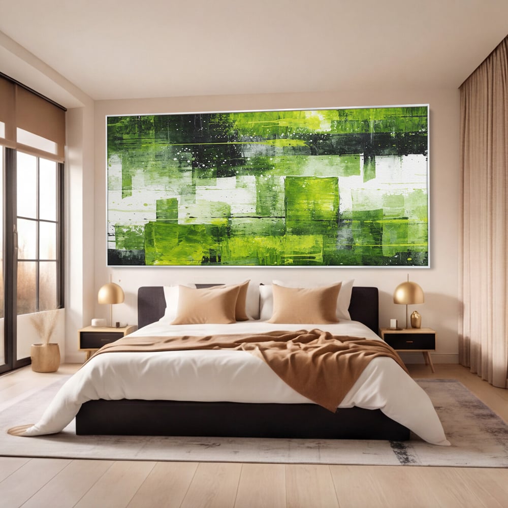 Tablou Canvas Premium, LuxCanva® C1273, Puls vegetal, Geometrie, Verde, Organic, Armonie, Peisaj, Straturi, Prospetime, Abstract, Textura, Minimalism, Liniste, Spa, Birou, Living, Dormitor