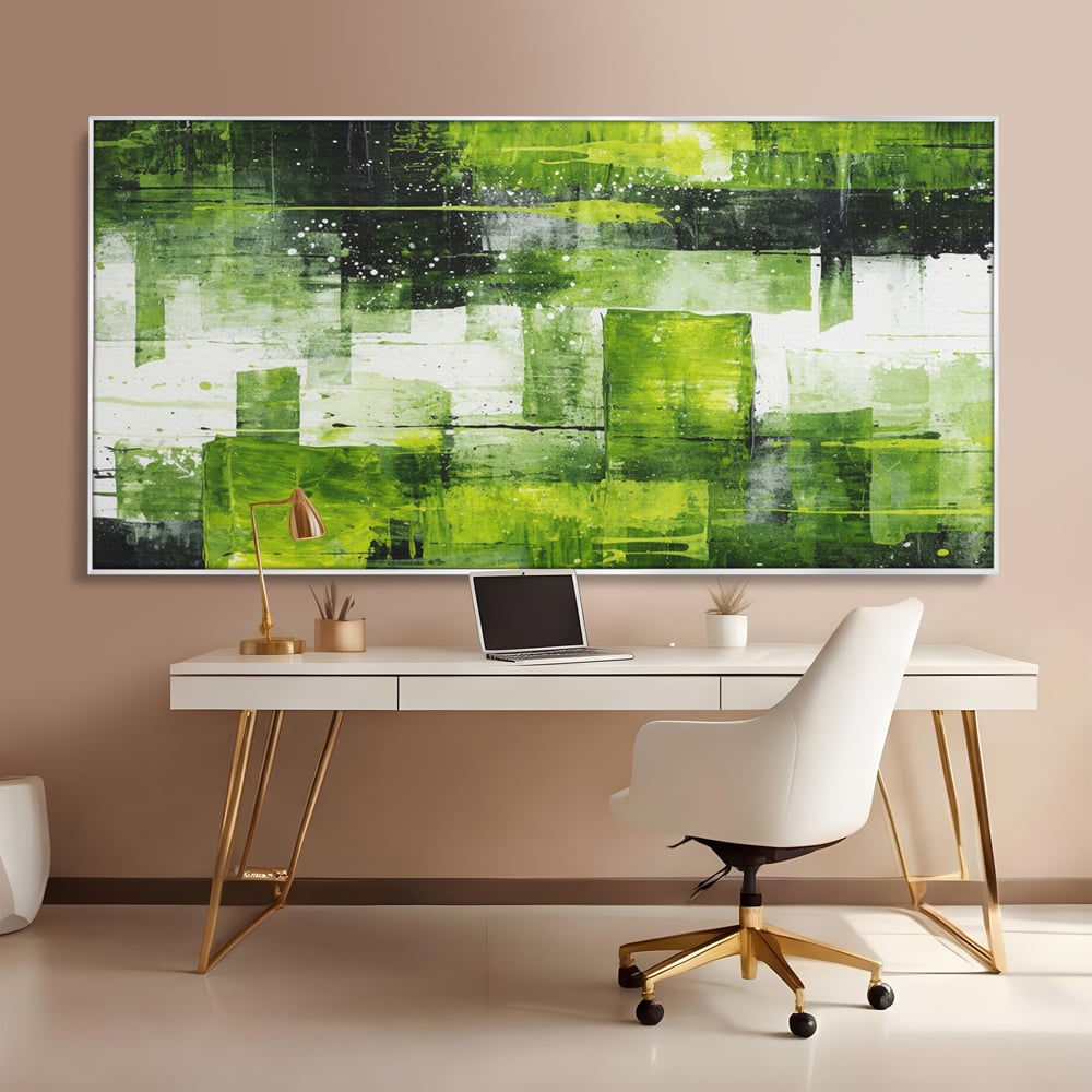 Tablou Canvas Premium, LuxCanva® C1273, Puls vegetal, Geometrie, Verde, Organic, Armonie, Peisaj, Straturi, Prospetime, Abstract, Textura, Minimalism, Liniste, Spa, Birou, Living, Dormitor
