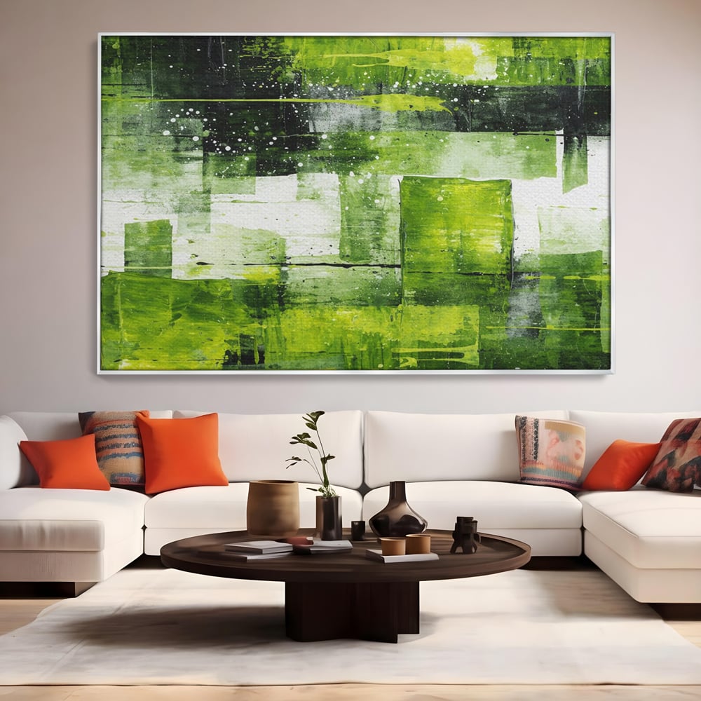 Tablou Canvas Premium, LuxCanva® C1273, Puls vegetal, Geometrie, Verde, Organic, Armonie, Peisaj, Straturi, Prospetime, Abstract, Textura, Minimalism, Liniste, Spa, Birou, Living, Dormitor