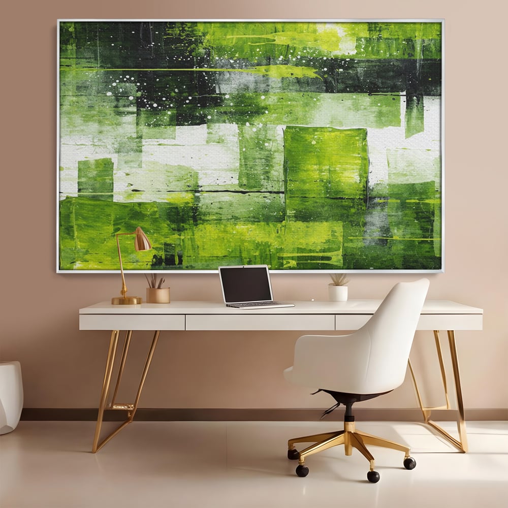 Tablou Canvas Premium, LuxCanva® C1273, Puls vegetal, Geometrie, Verde, Organic, Armonie, Peisaj, Straturi, Prospetime, Abstract, Textura, Minimalism, Liniste, Spa, Birou, Living, Dormitor