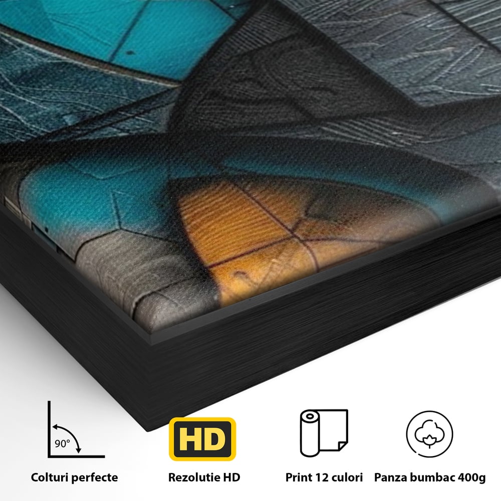 Tablou Canvas Premium, LuxCanva® C1274, Spatiul dintre ganduri, Geometrie, Albastru, Turcoaz, Abstract, Profunzime, Curbe, Industrial, Arhitectural, Umbre, Materie, Birou, Living, Dormitor