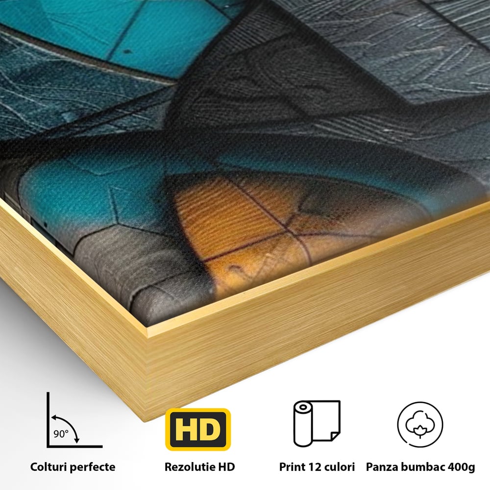 Tablou Canvas Premium, LuxCanva® C1274, Spatiul dintre ganduri, Geometrie, Albastru, Turcoaz, Abstract, Profunzime, Curbe, Industrial, Arhitectural, Umbre, Materie, Birou, Living, Dormitor