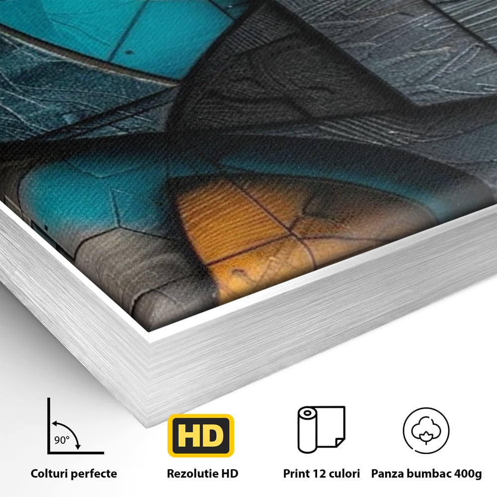 Tablou Canvas Premium, LuxCanva® C1274, Spatiul dintre ganduri, Geometrie, Albastru, Turcoaz, Abstract, Profunzime, Curbe, Industrial, Arhitectural, Umbre, Materie, Birou, Living, Dormitor