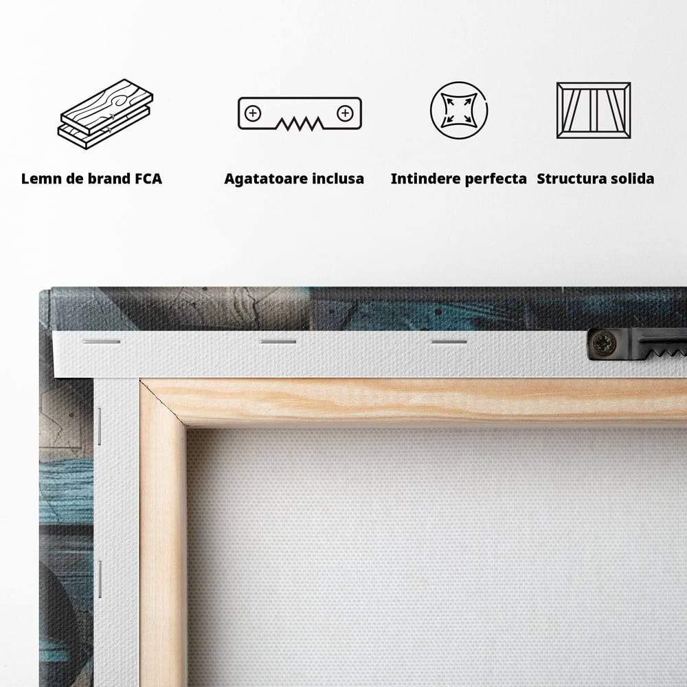 Tablou Canvas Premium, LuxCanva® C1274, Spatiul dintre ganduri, Geometrie, Albastru, Turcoaz, Abstract, Profunzime, Curbe, Industrial, Arhitectural, Umbre, Materie, Birou, Living, Dormitor