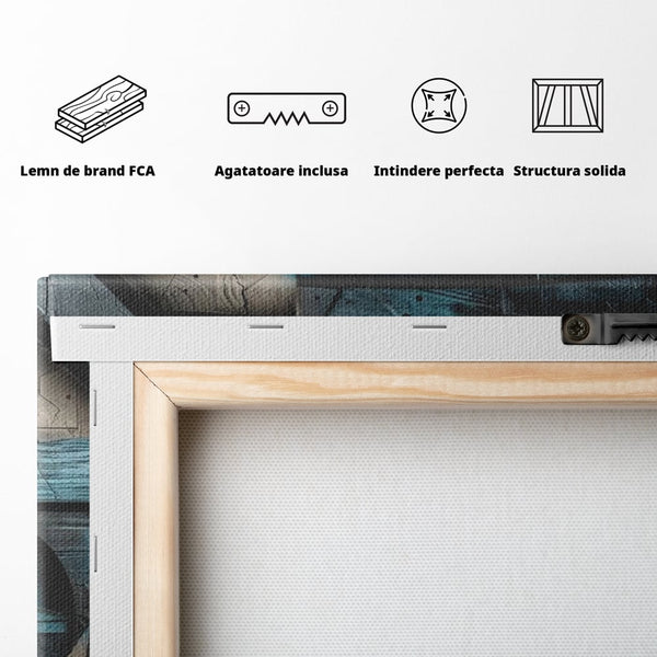 Tablou Canvas Premium, LuxCanva® C1274, Spatiul dintre ganduri, Geometrie, Albastru, Turcoaz, Abstract, Profunzime, Curbe, Industrial, Arhitectural, Umbre, Materie, Birou, Living, Dormitor