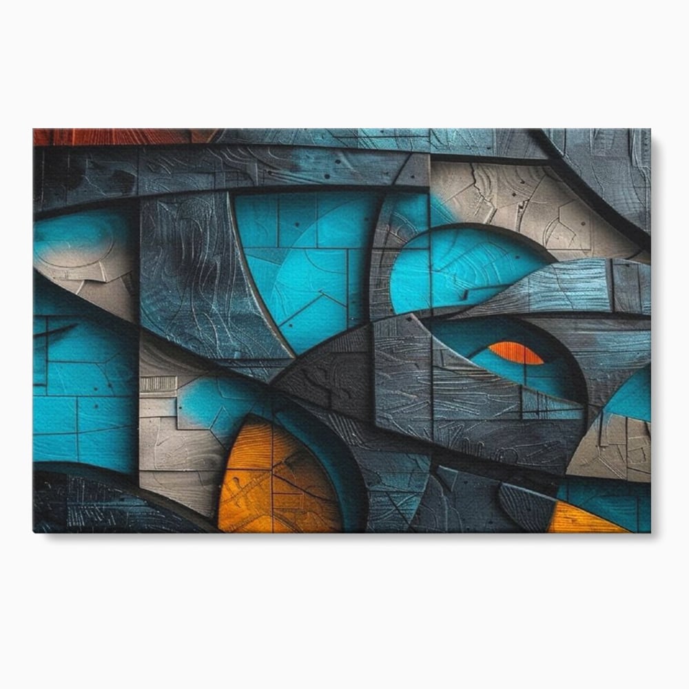 Tablou Canvas Premium, LuxCanva® C1274, Spatiul dintre ganduri, Geometrie, Albastru, Turcoaz, Abstract, Profunzime, Curbe, Industrial, Arhitectural, Umbre, Materie, Birou, Living, Dormitor
