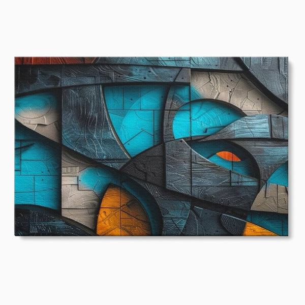 Tablou Canvas Premium, LuxCanva® C1274, Spatiul dintre ganduri, Geometrie, Albastru, Turcoaz, Abstract, Profunzime, Curbe, Industrial, Arhitectural, Umbre, Materie, Birou, Living, Dormitor