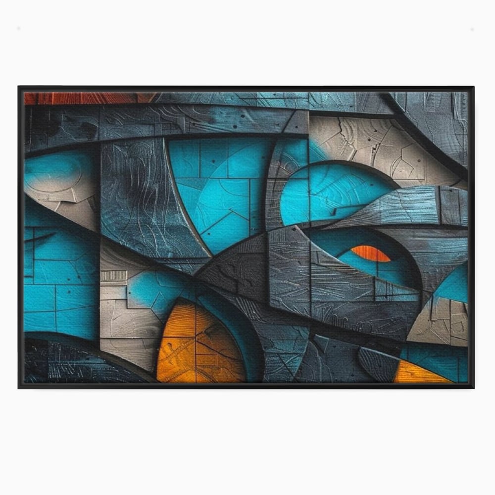 Tablou Canvas Premium, LuxCanva® C1274, Spatiul dintre ganduri, Geometrie, Albastru, Turcoaz, Abstract, Profunzime, Curbe, Industrial, Arhitectural, Umbre, Materie, Birou, Living, Dormitor